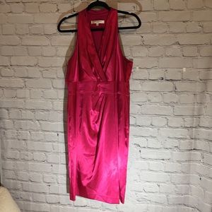 Evan-Picone hot pink plunging wrap neckline Sz 12